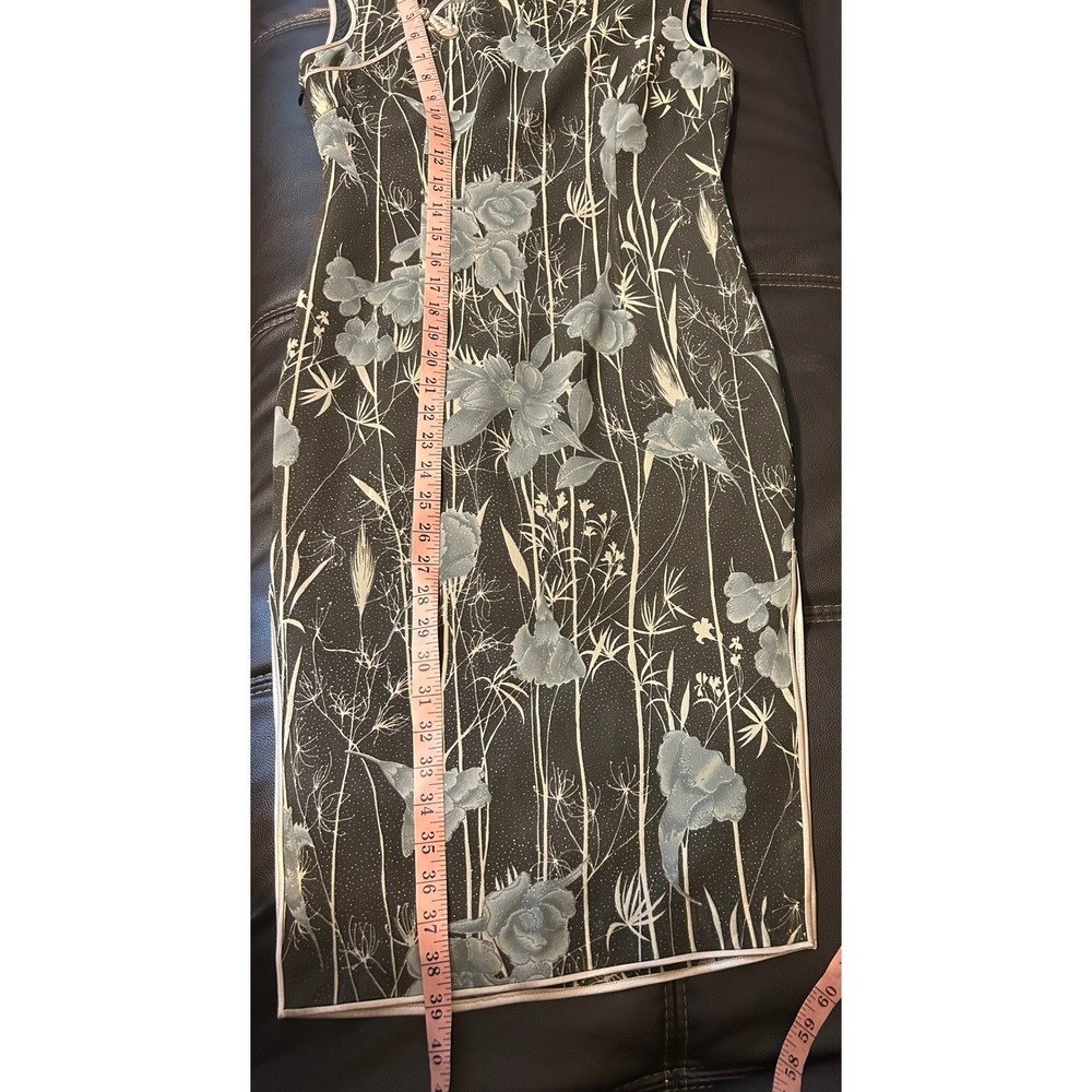 Asian Style Flora Midil Dress. Black/Gray/Silver. Women's Size Small - Picture 9 of 11